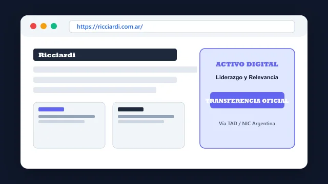 Vista del activo digital estratégico ricciardi.com.ar y transferencia formal