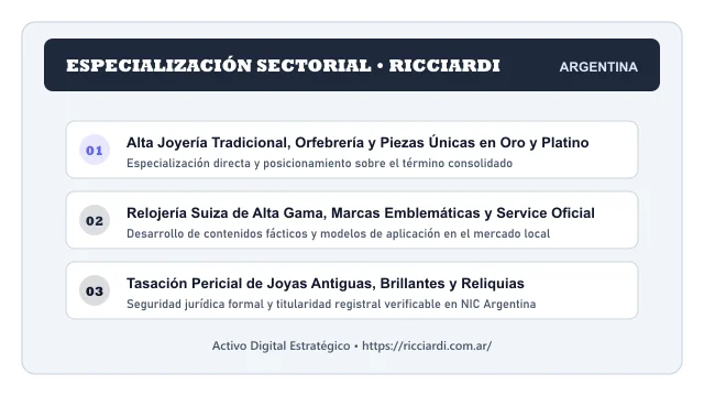 Pilares temáticos y especialización sectorial de Ricciardi en Argentina